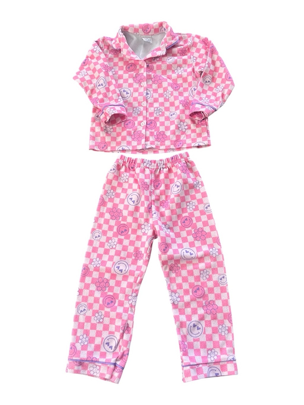 Girls Moonpet Pink Checkered Pajama Set 2 Pc Size 4